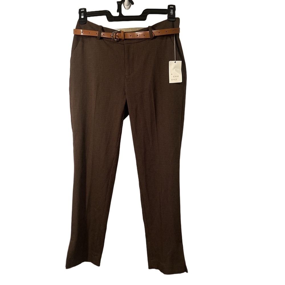 NWT A NEW DAY Size 6 R Brown Houndstooth Slim Ankle Mid Rise Slim Hip & Thigh